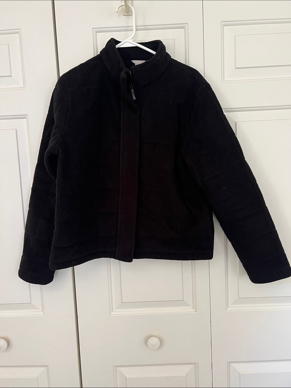 J. Crew Black Quilted Fleece Jacket